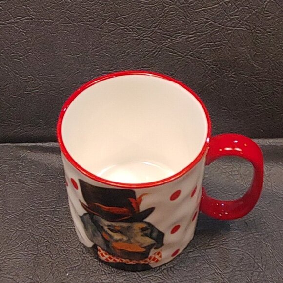 Dog with Top Hat in Tux with Red Handle Coffee Cup - Picture 3 of 6